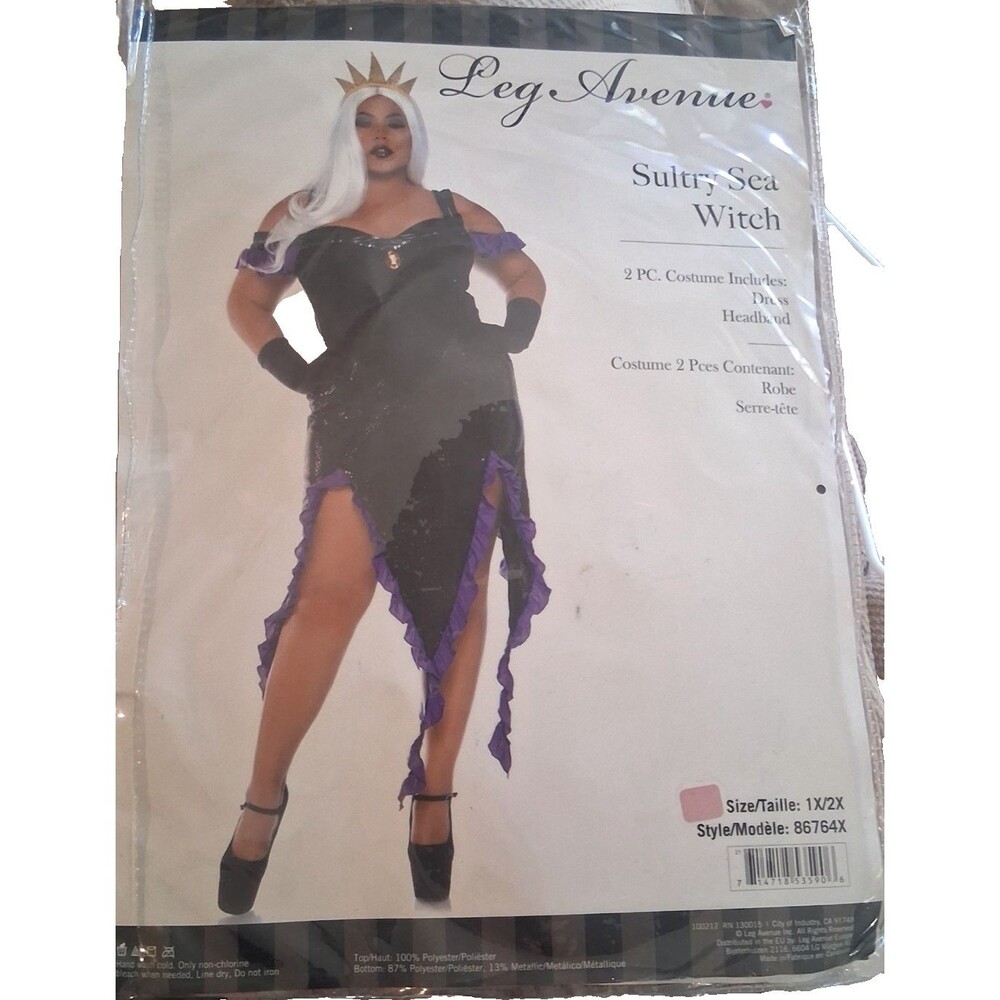 Leg Avenue Sultry Sea Witch Women’s Costume Halloween 1X/2X Plus Dress Headband